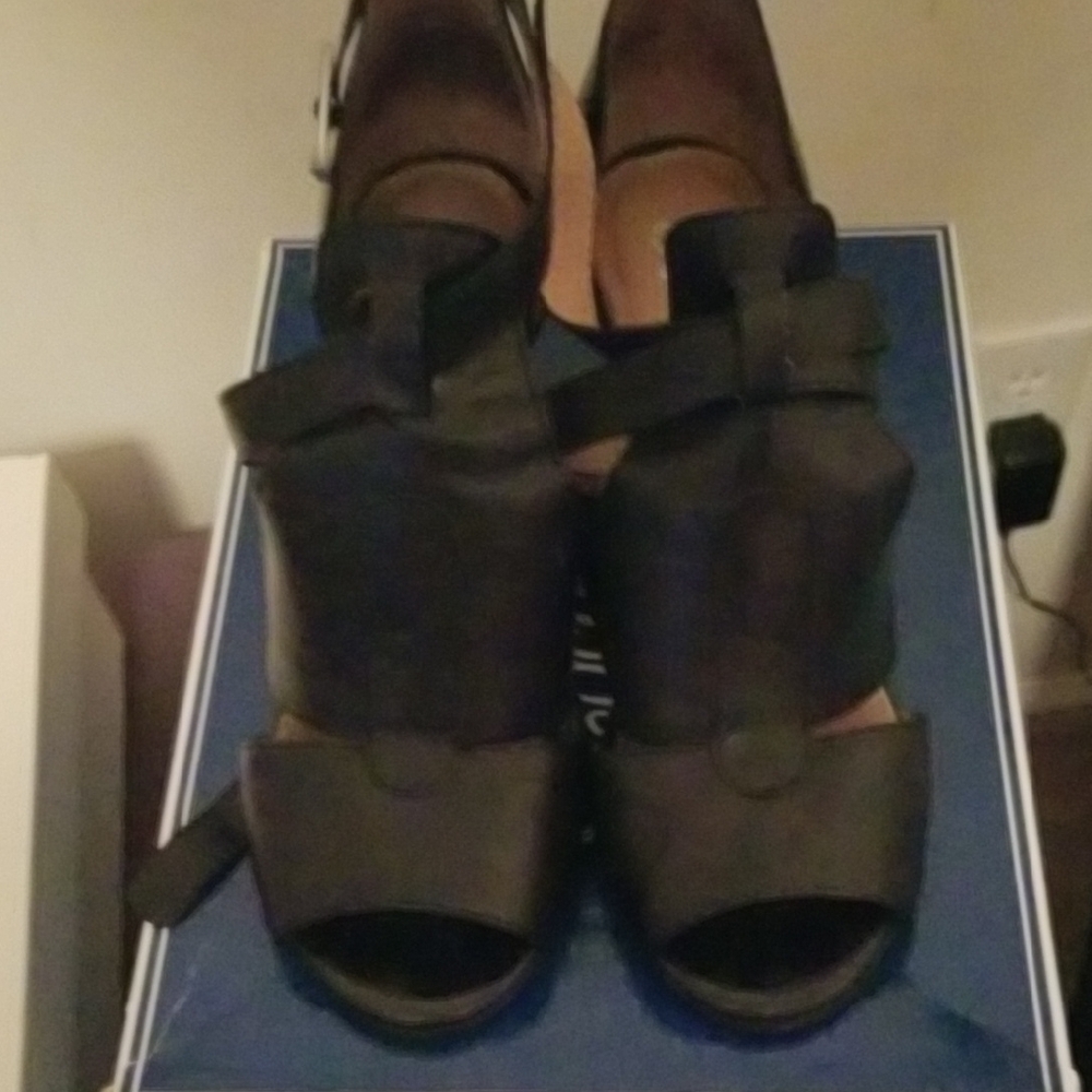 Seychelles Black Peep-Toe Heels